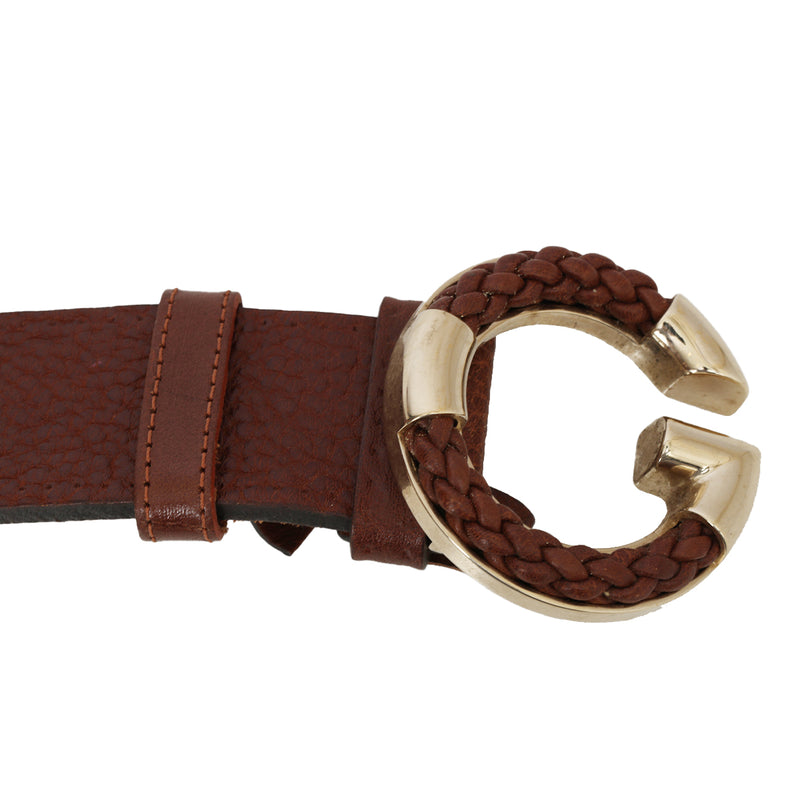 Pre loved gucci brown calfskin g belt 34 price