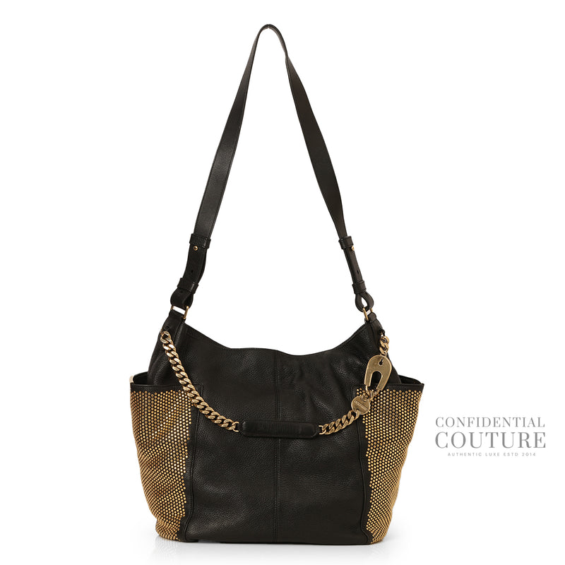 Pre-loved Jimmy Choo Black Anna Studded Leather Shoulder Bag
