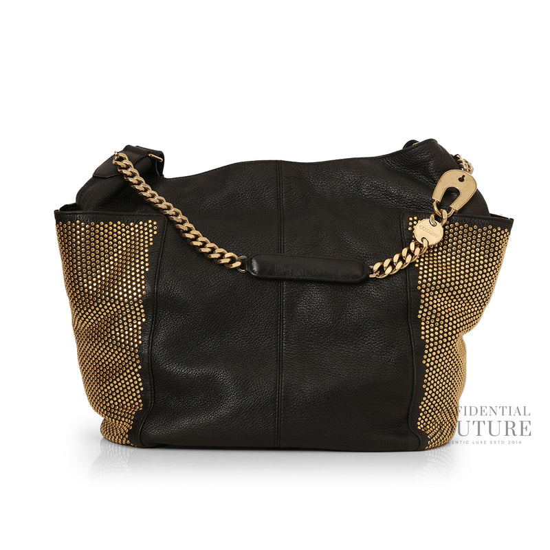 Women Jimmy Choo Black Anna Studded Leather Shoulder Bag