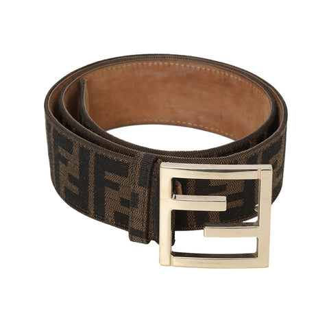 Brown Jacquard Canvas And Leather Belt 80/ 32