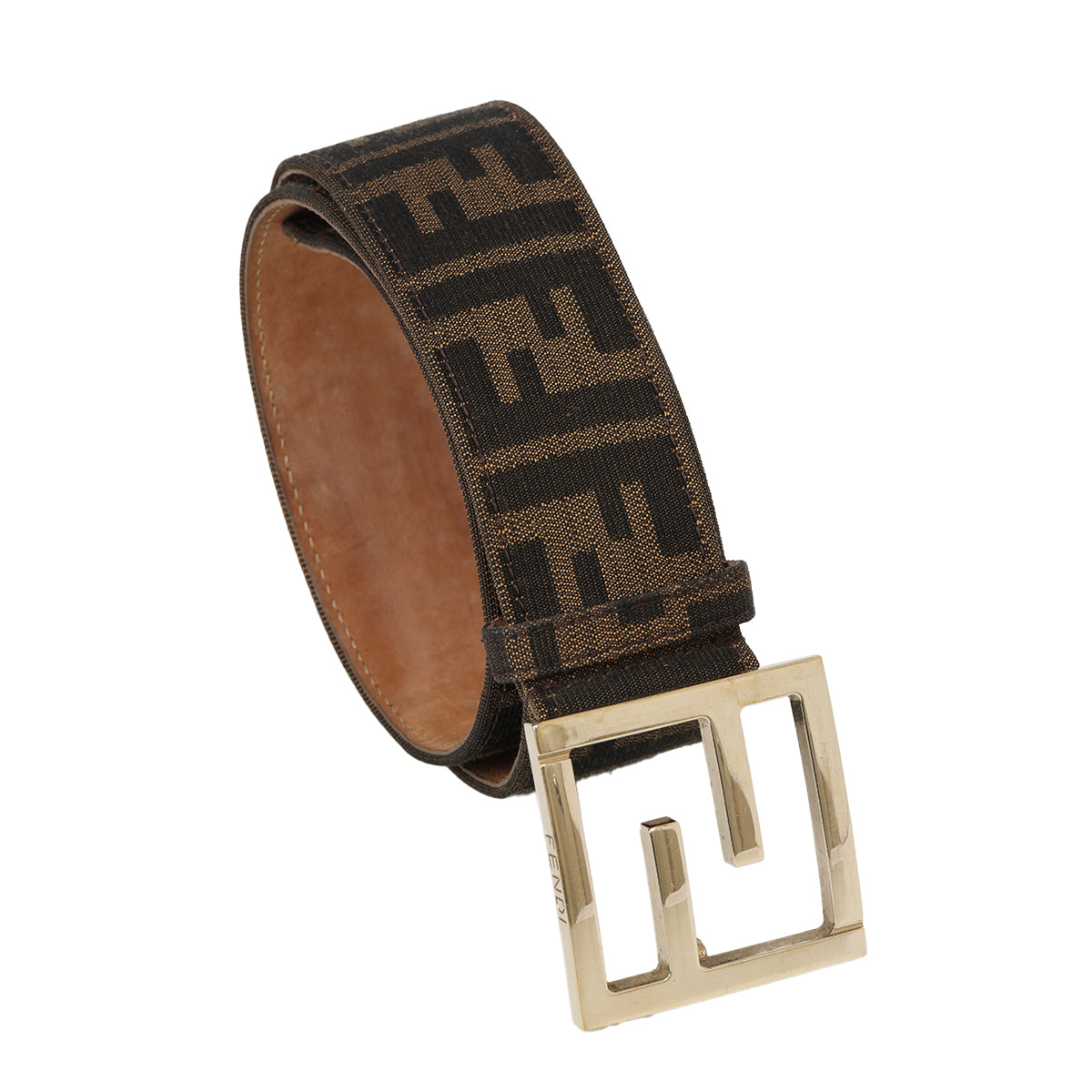 Brown Jacquard Canvas And Leather Belt 80/ 32
