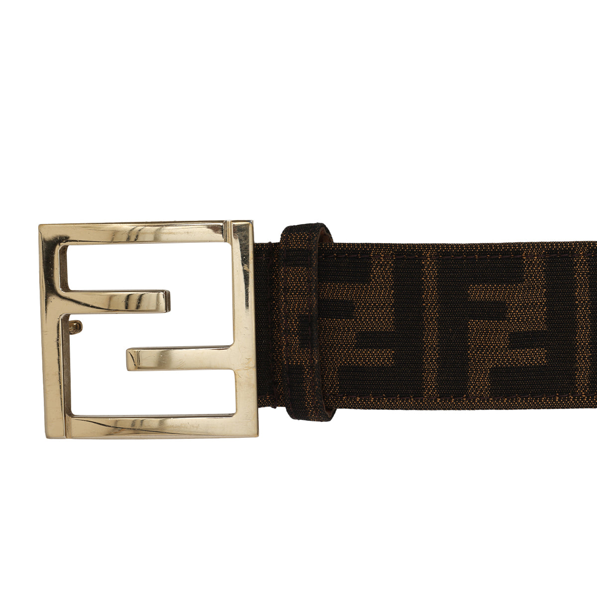 Brown Jacquard Canvas And Leather Belt 80/ 32