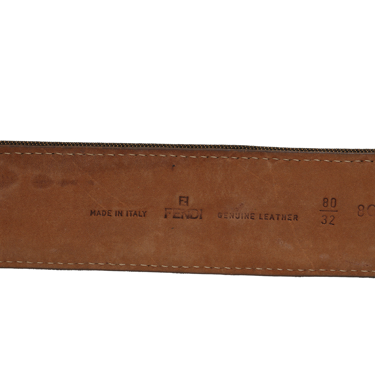 Brown Jacquard Canvas And Leather Belt 80/ 32