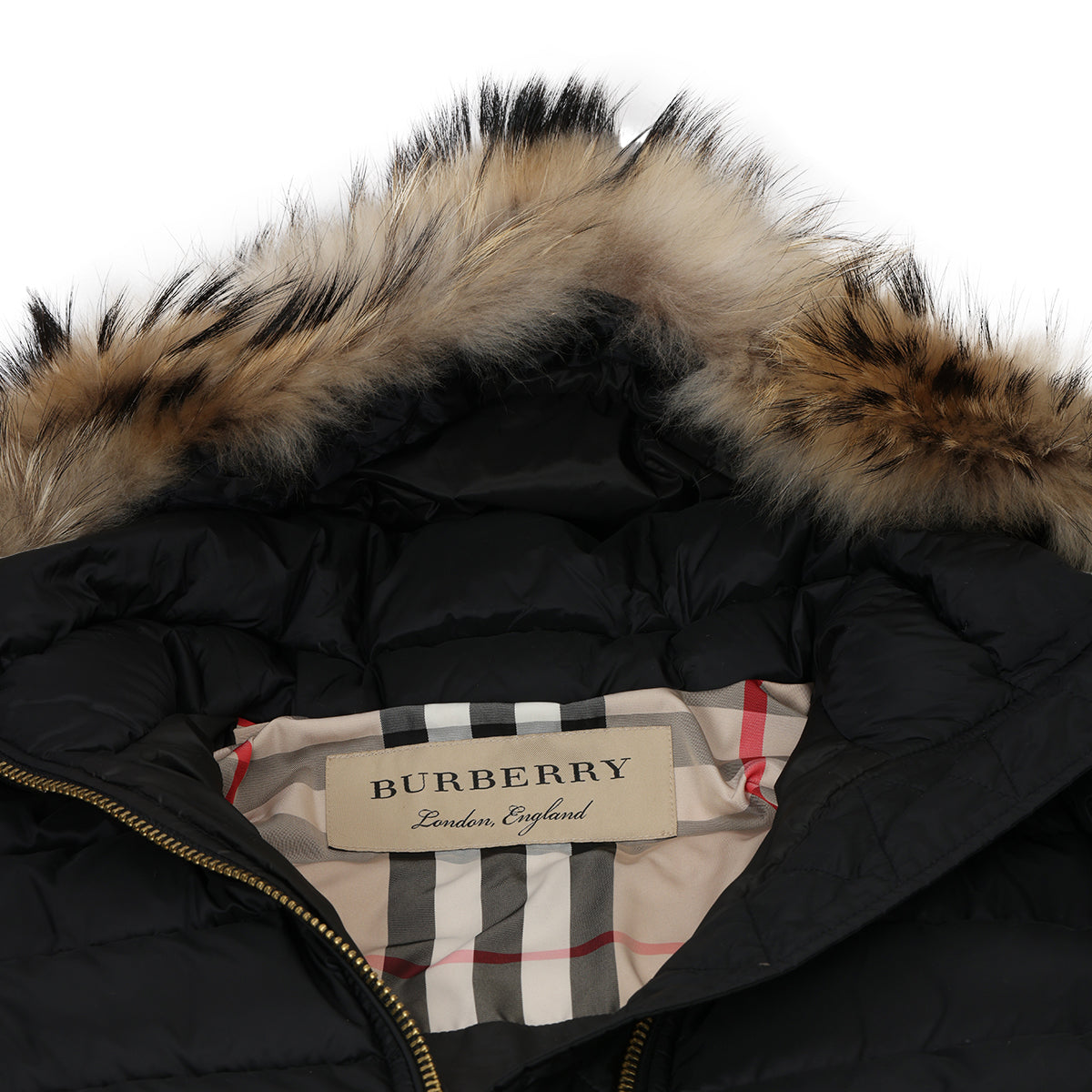 Black Long Nylon Hooded Puffer Coat M