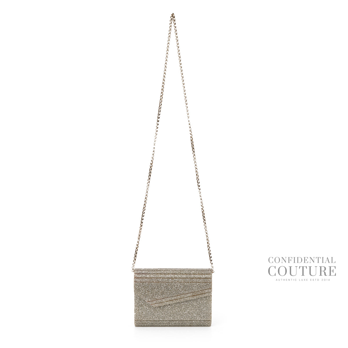 Candy Coarse Silver Glitter Clutch with Chain Strap