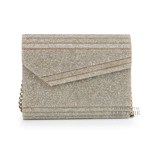 Candy Coarse Silver Glitter Clutch with Chain Strap