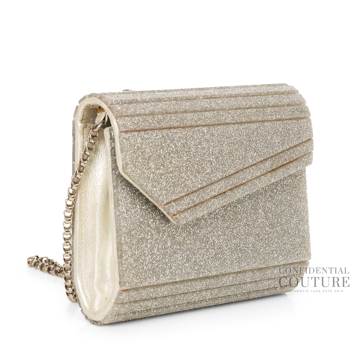 Candy Coarse Silver Glitter Clutch with Chain Strap