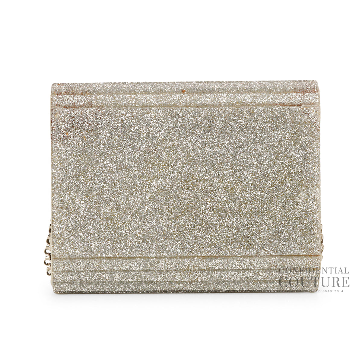 Candy Coarse Silver Glitter Clutch with Chain Strap