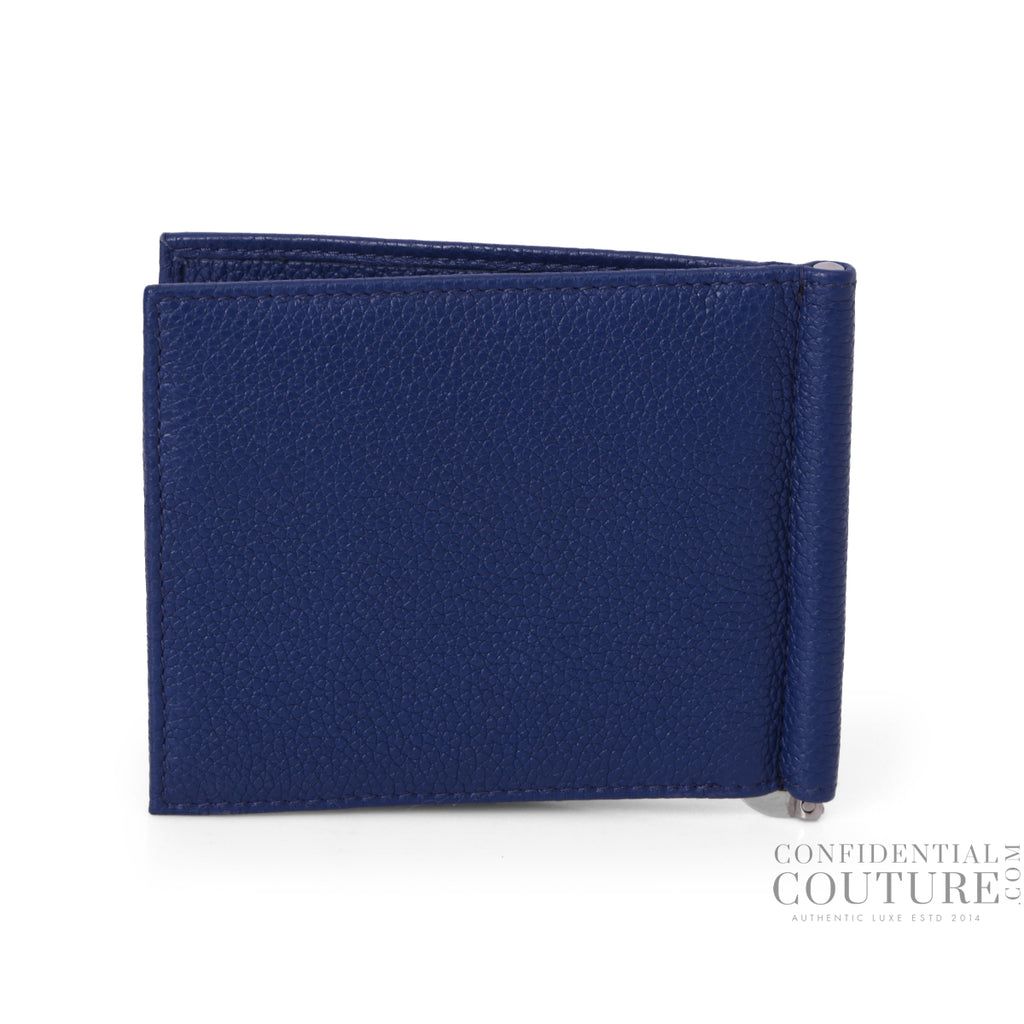Shop Pre-Loved Prada Portaf. A Molla Bluette Vitello Grain Leather