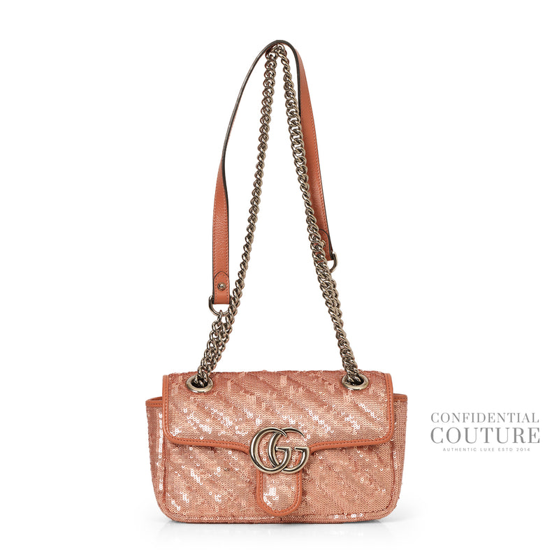 Pink Sequin Marmont Small Shoulder Bag