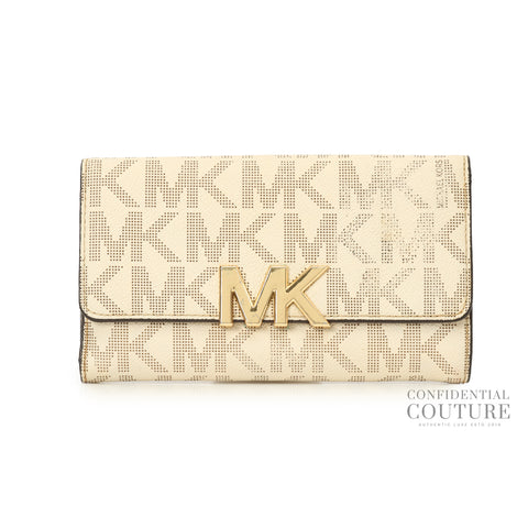 Pale Gold Jet Set Logo Tri-Fold Wallet