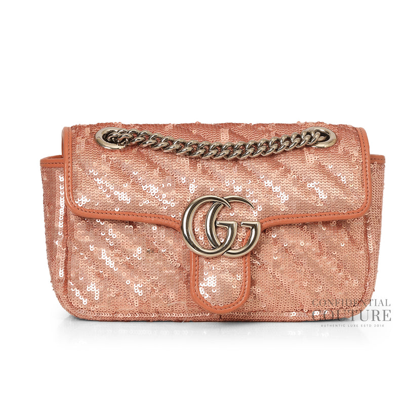 Pink Sequin Marmont Small Shoulder Bag