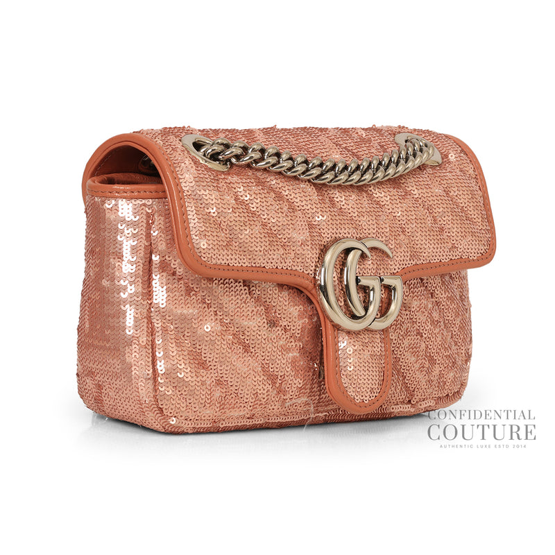 Pink Sequin Marmont Small Shoulder Bag