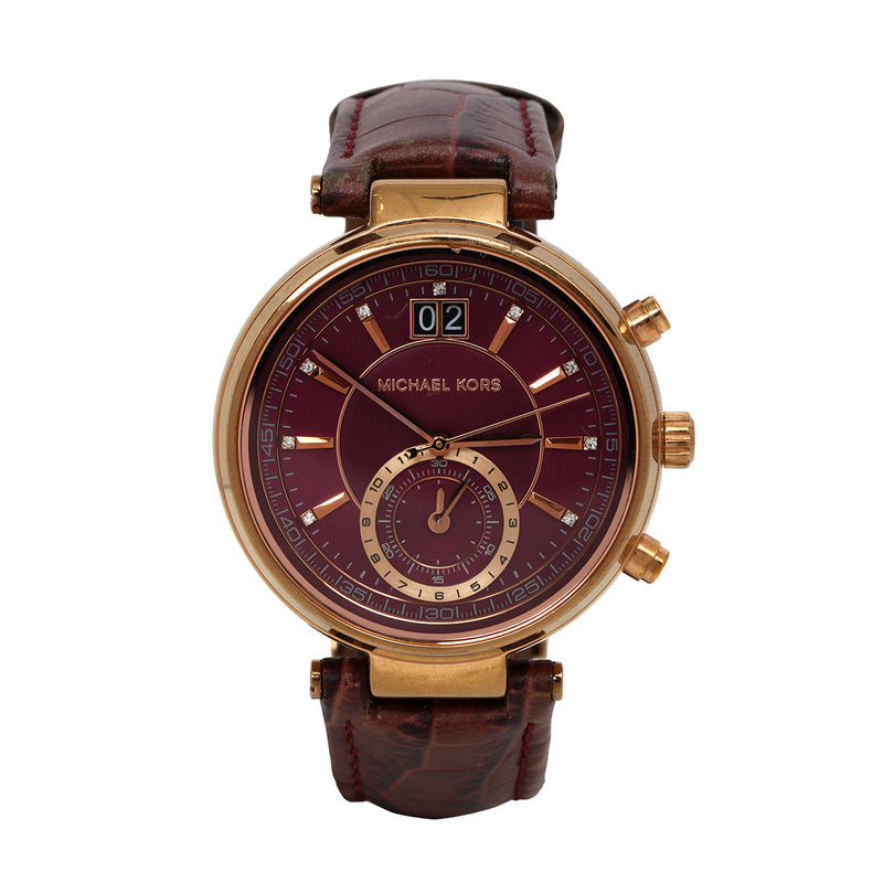 Women Chronograph Burgundy Dial Watch