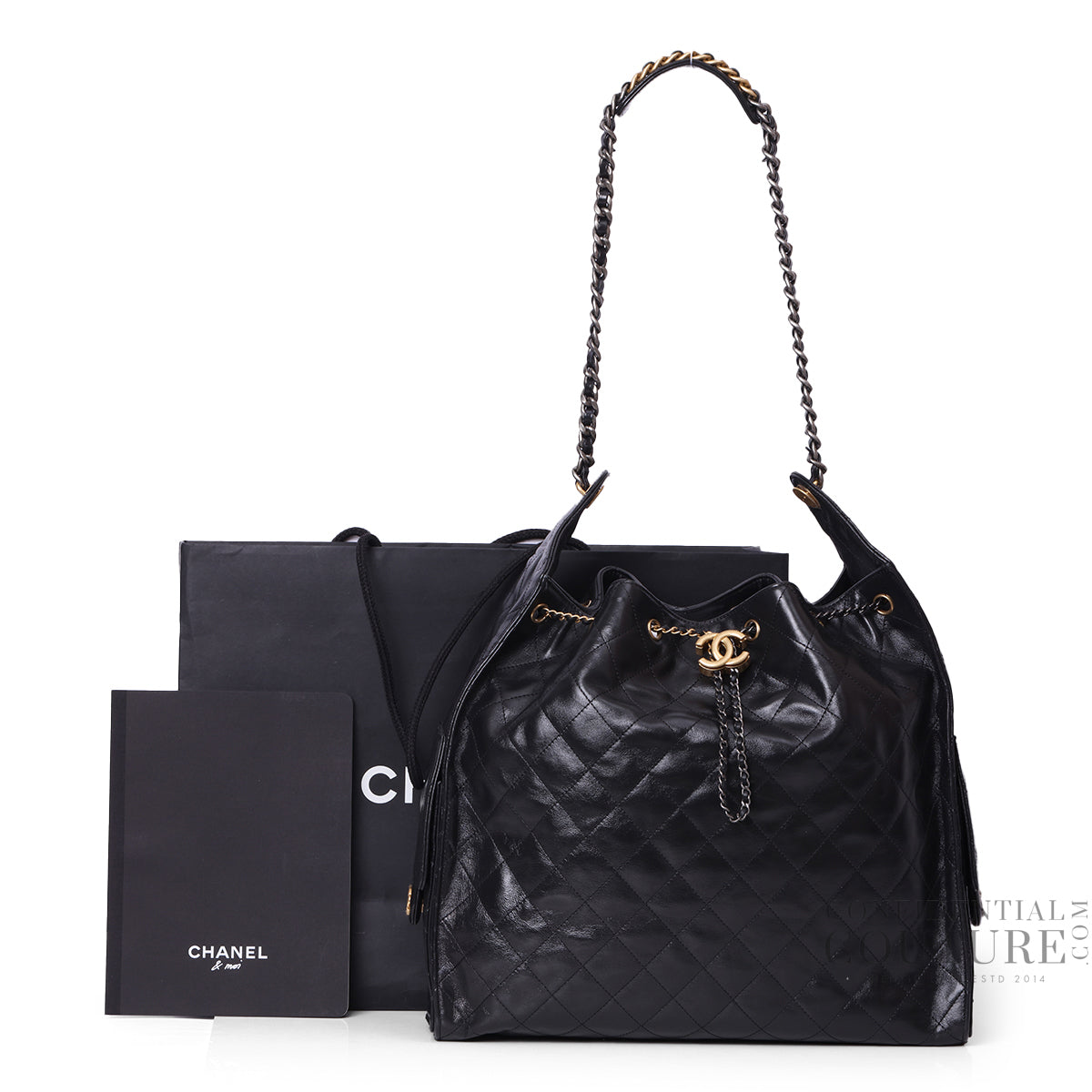 25 Black Large BackpackGrained Calfskin & Gold-Tone Metal