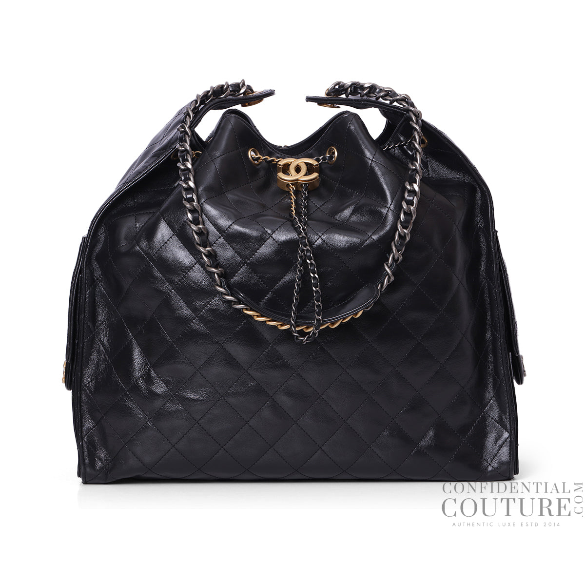 25 Black Large BackpackGrained Calfskin & Gold-Tone Metal