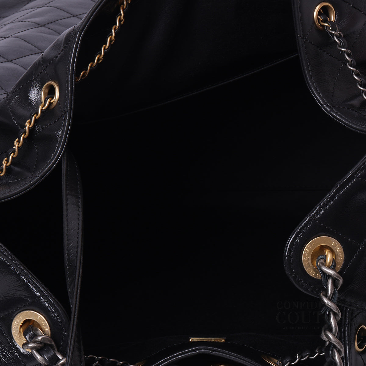 25 Black Large BackpackGrained Calfskin & Gold-Tone Metal