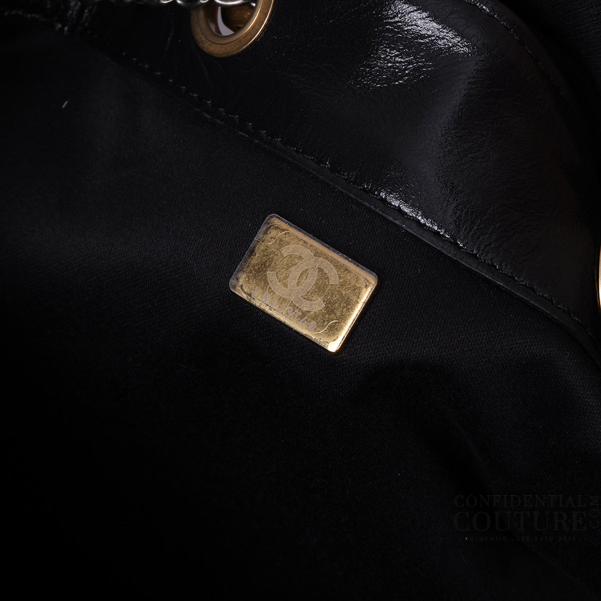 25 Black Large BackpackGrained Calfskin & Gold-Tone Metal