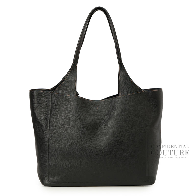 APA Medium Black Leather Tote Bag