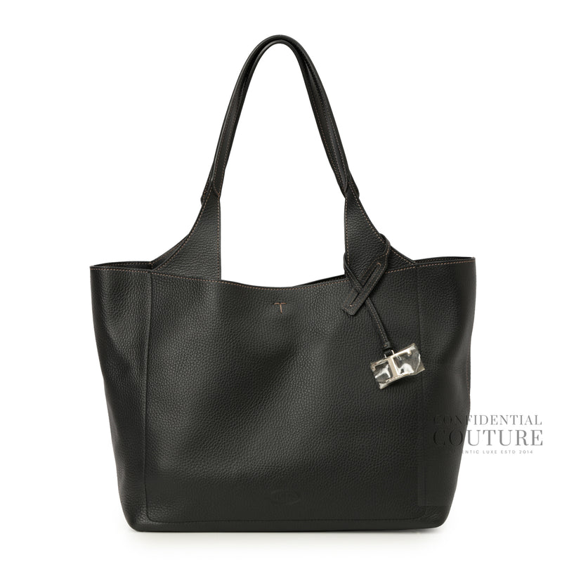 APA Medium Black Leather Tote Bag