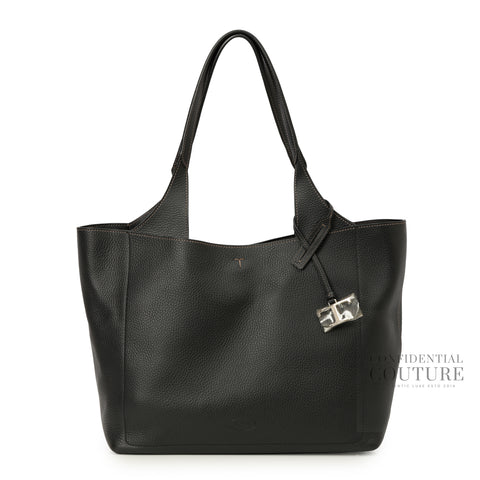 APA Medium Black Leather Tote Bag