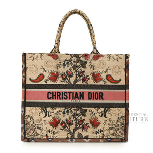 Canvas Large Broderie Dior Flowers Book Tote