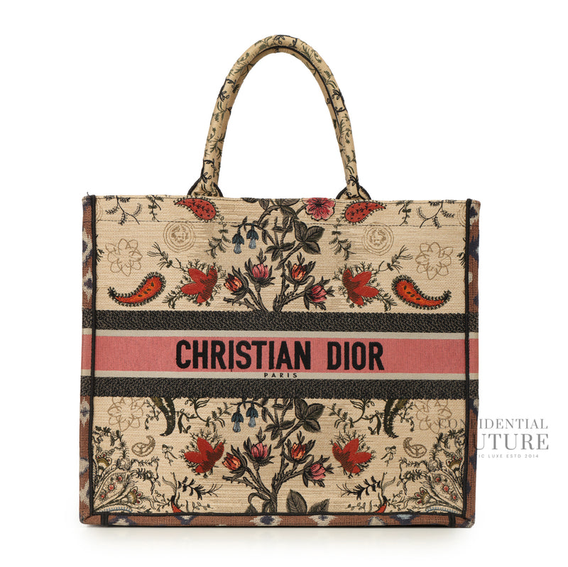 Canvas Large Broderie Dior Flowers Book Tote