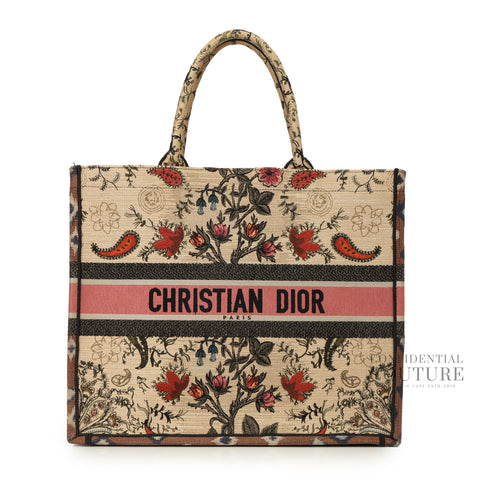 Canvas Large Broderie Dior Flowers Book Tote