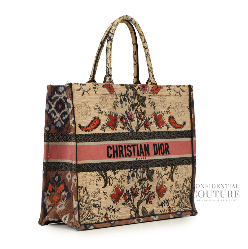 Canvas Large Broderie Dior Flowers Book Tote