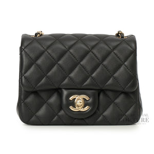Black Square Mini Pearl Crush Flap Bag