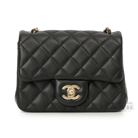 Black Square Mini Pearl Crush Flap Bag