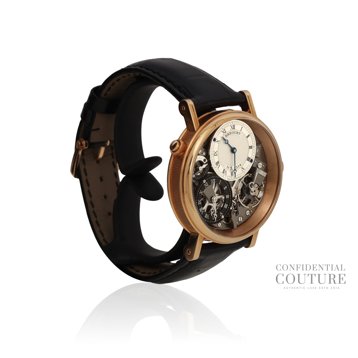Tradition GMT 40 MM 18kt Gold With Black Alligator Strap 7067BRG19W6
