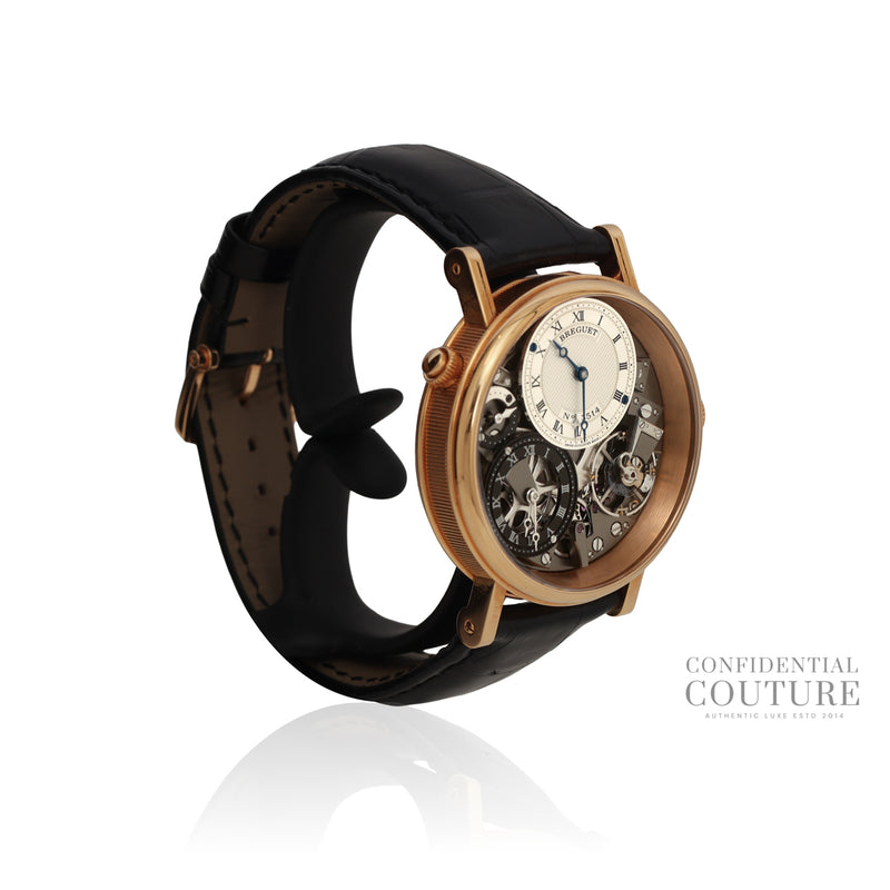 breguet tradition gold with black alligator strap watch