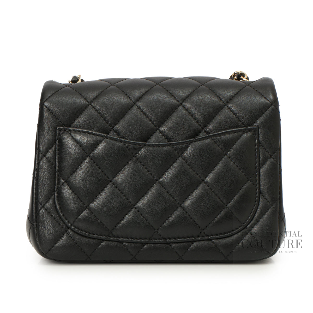 Black Square Mini Pearl Crush Flap Bag