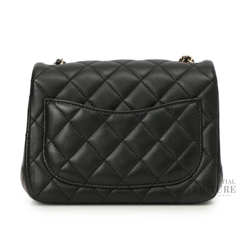 Black Square Mini Pearl Crush Flap Bag