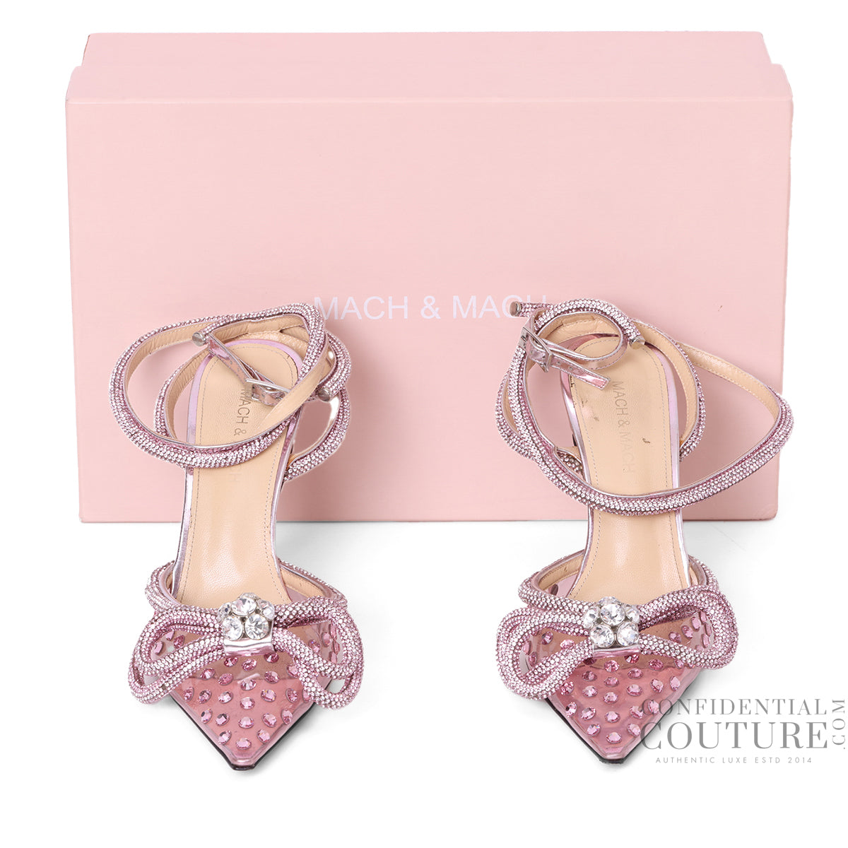 Pink Double Bow Crystalized Embellished PVC Pumps EU 37 | US 7 | UK 4