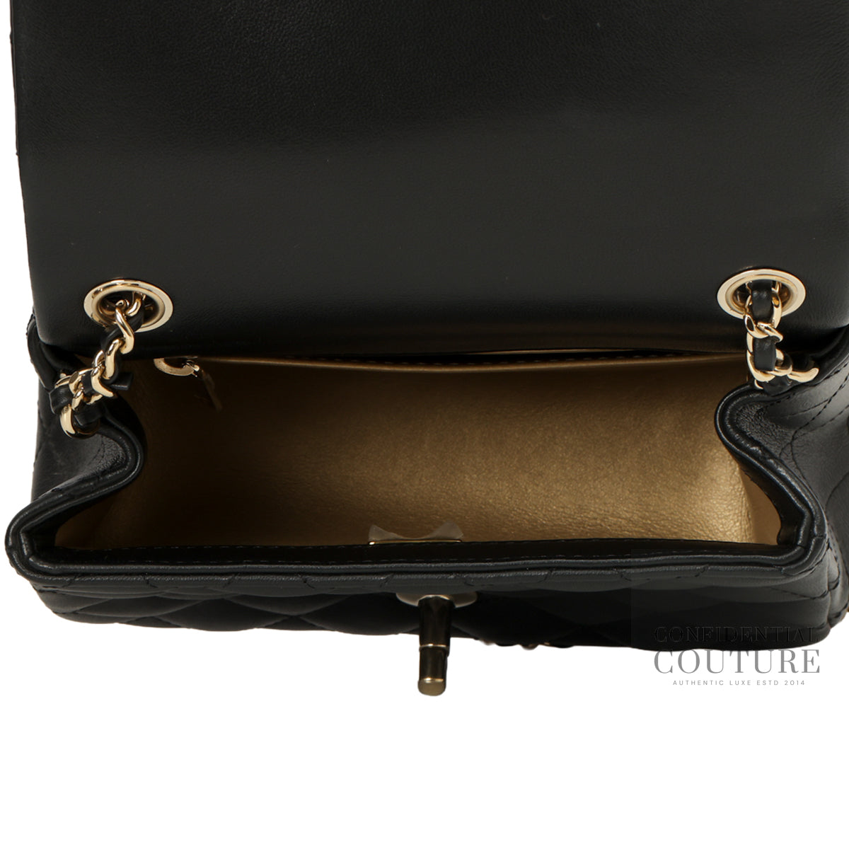 Black Square Mini Pearl Crush Flap Bag