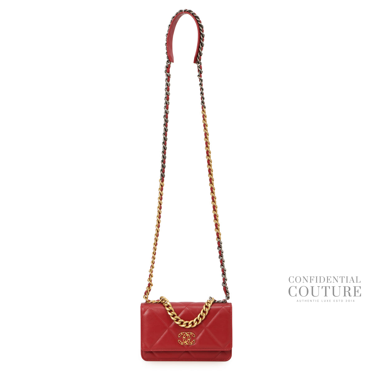 Authentic Pre-Loved — 19 Maroon Wallet On Chain Bag — Interior View