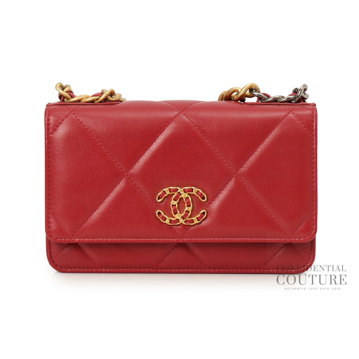Authentic Pre-Loved — 19 Maroon Wallet On Chain Bag — Front View