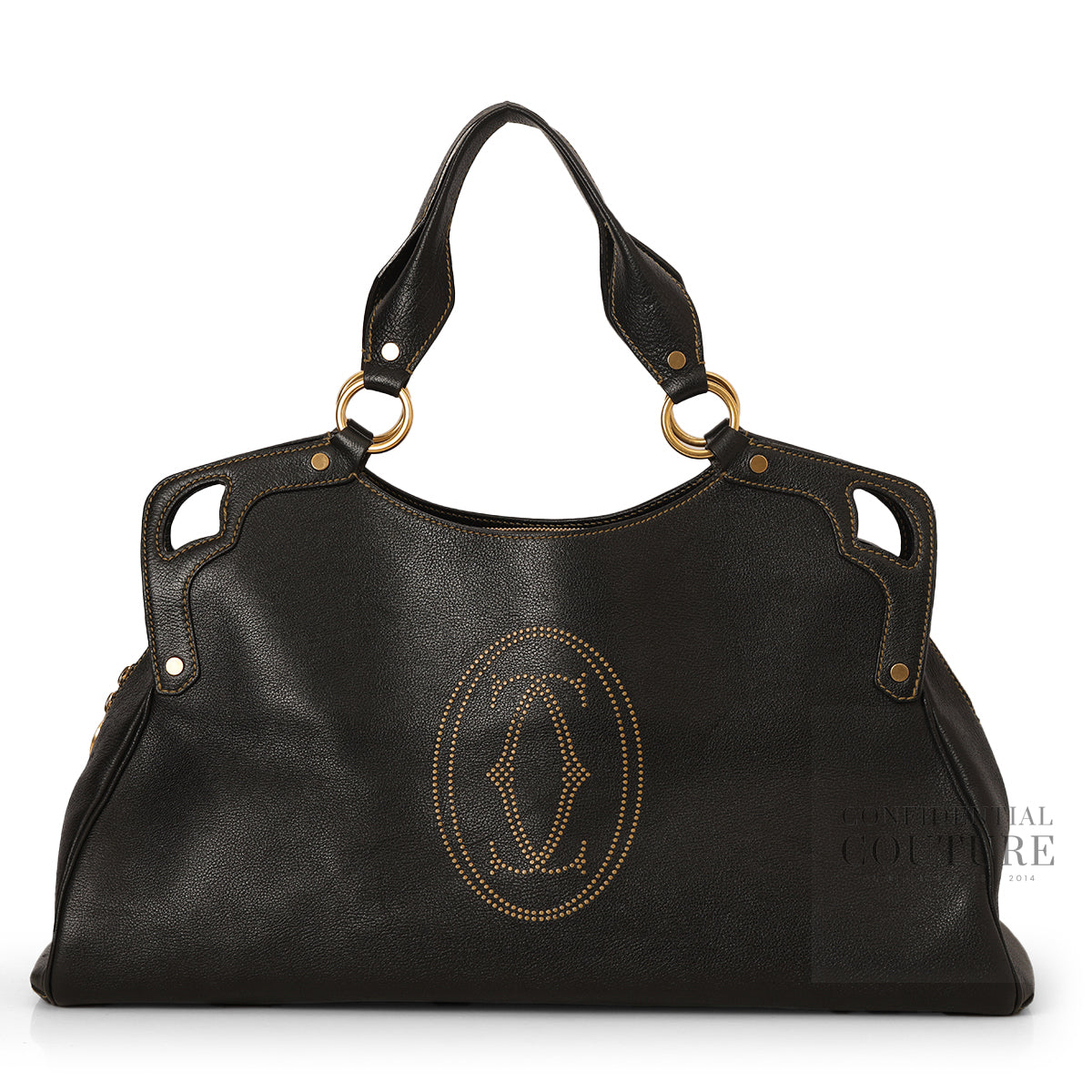 Black Leather Calfskin Leather Large Marcello de Cartier Bag