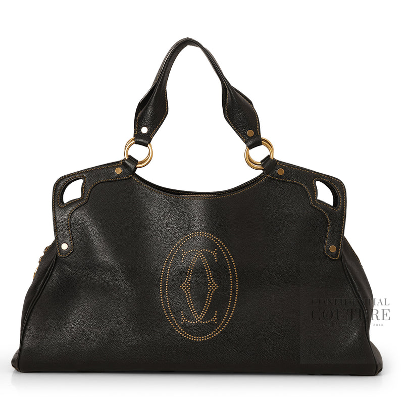 Cartier Black Leather Calfskin Leather Large Marcello de Cartier Bag