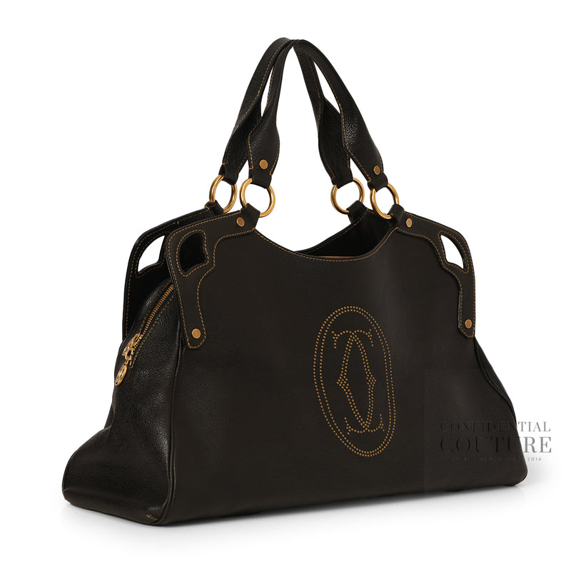 Women Cartier Black Leather Calfskin Leather Large Marcello de Cartier Bag
