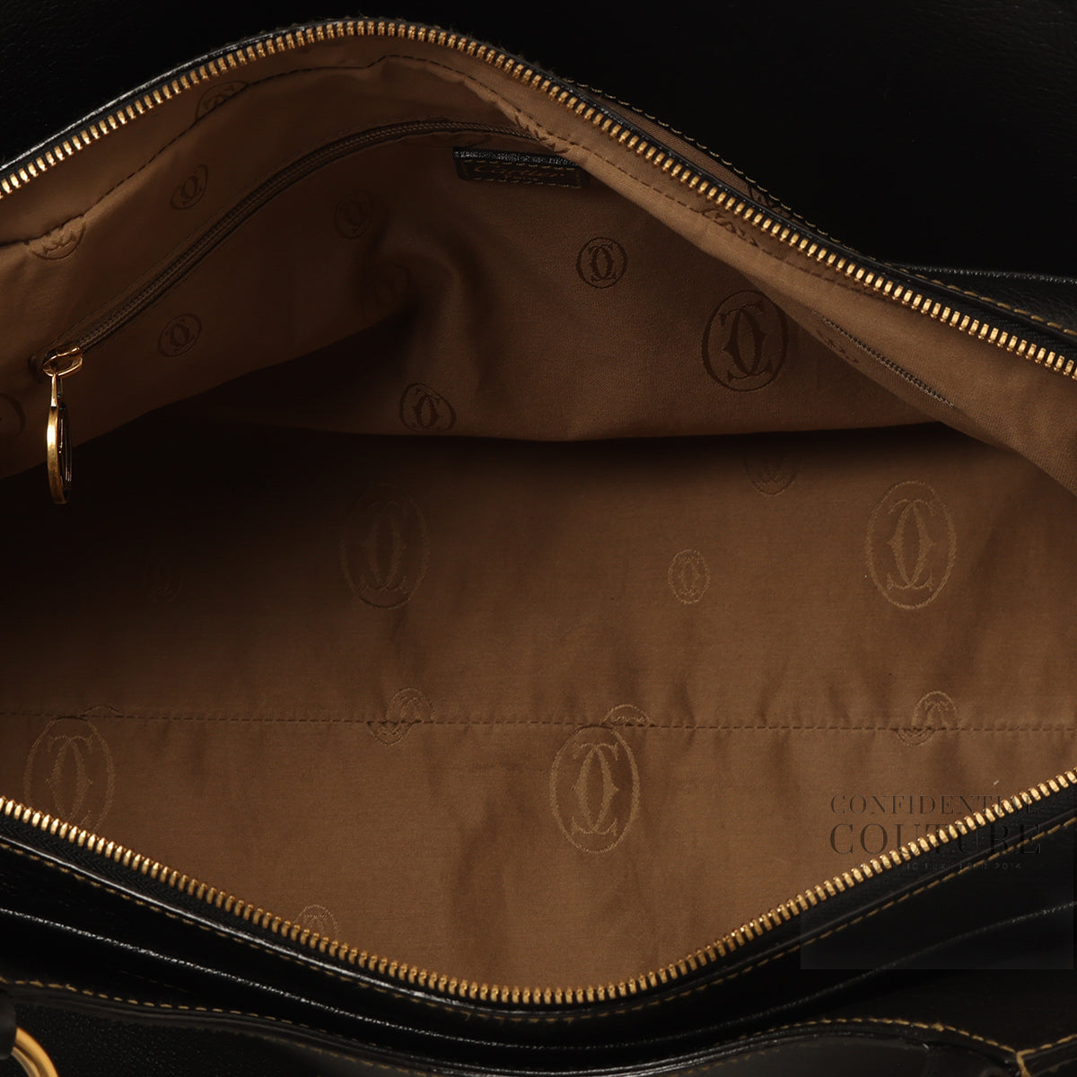 Black Leather Calfskin Leather Large Marcello de Cartier Bag