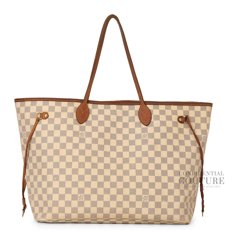 Women Louis Vuitton Damier Azur Neverfull GM Bag