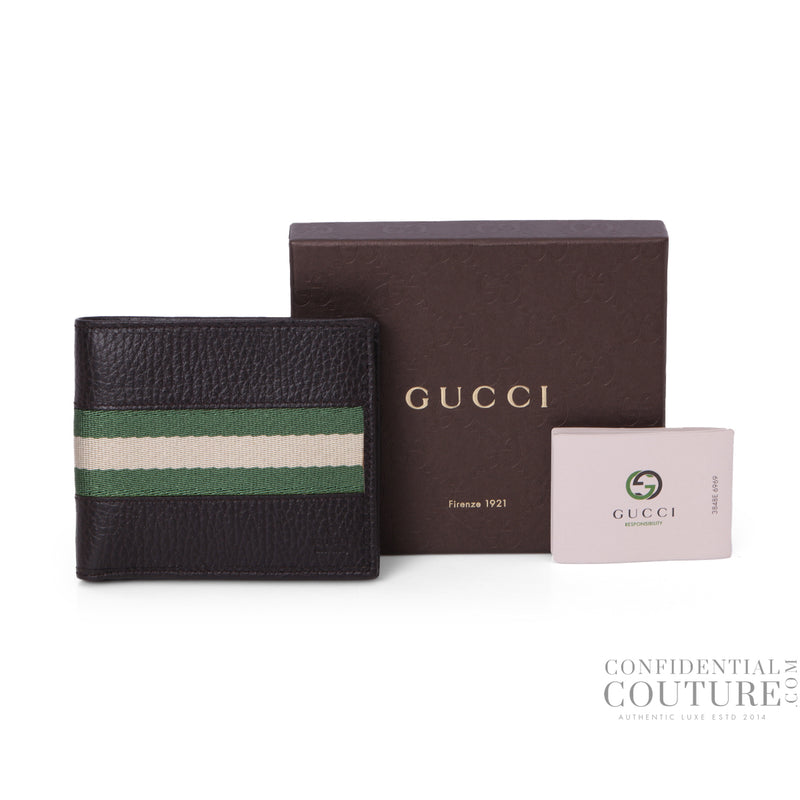 Pre-loved Gucci Vintage Web Dark Brown Bi-Fold Wallet