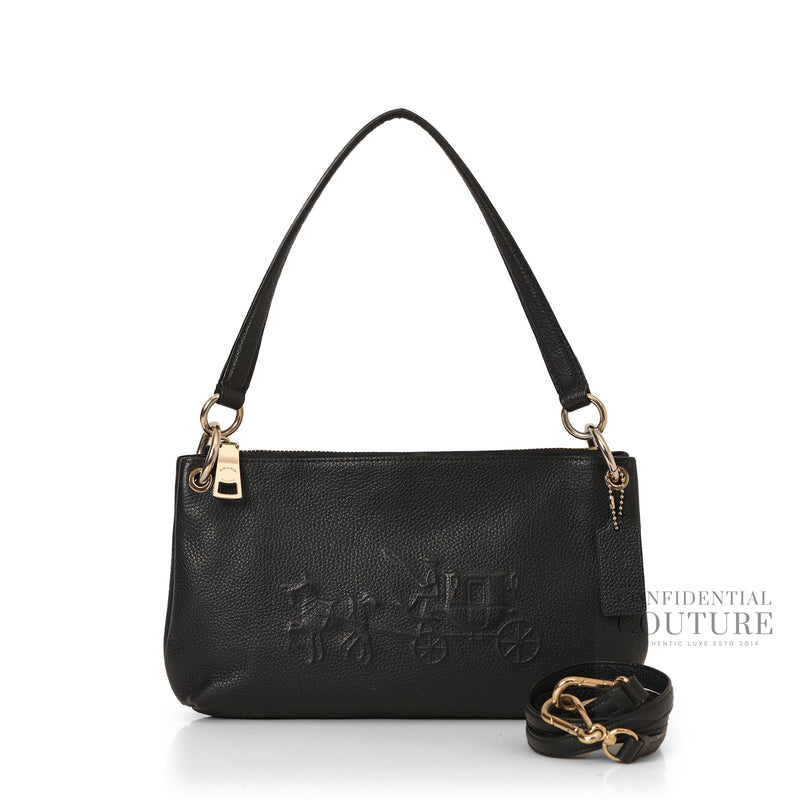 Navy Leather Horse and Carraige Shoulder Bag