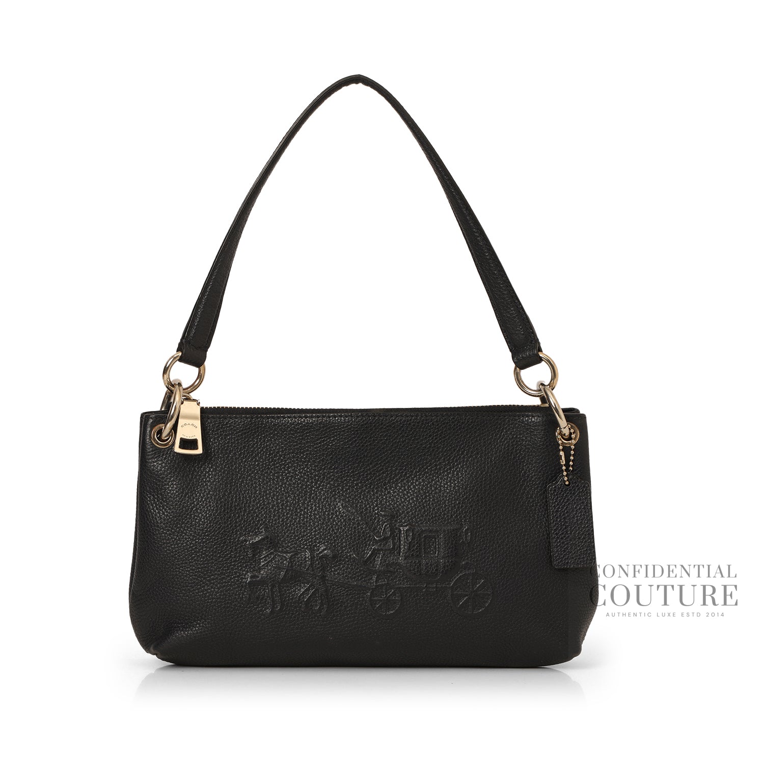 Navy Leather Horse and Carraige Shoulder Bag