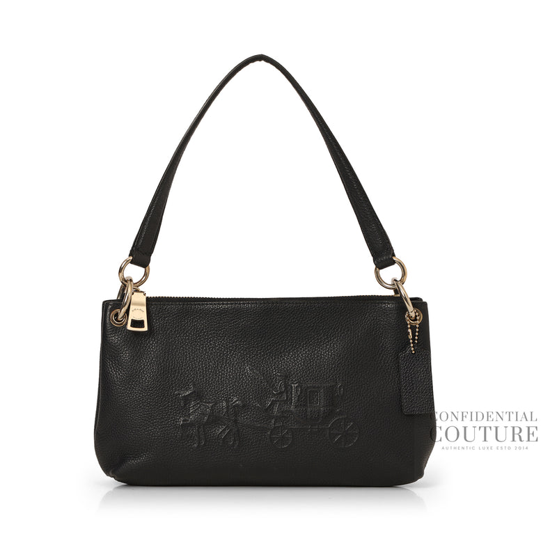 Navy Leather Horse and Carraige Shoulder Bag