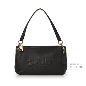 Navy Leather Horse and Carraige Shoulder Bag