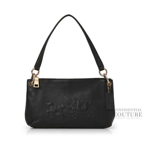 Navy Leather Horse and Carraige Shoulder Bag